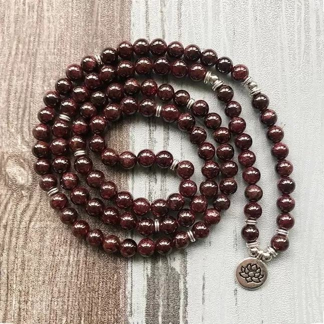 108 Bead Red Garnet Mala Bracelet/Necklace