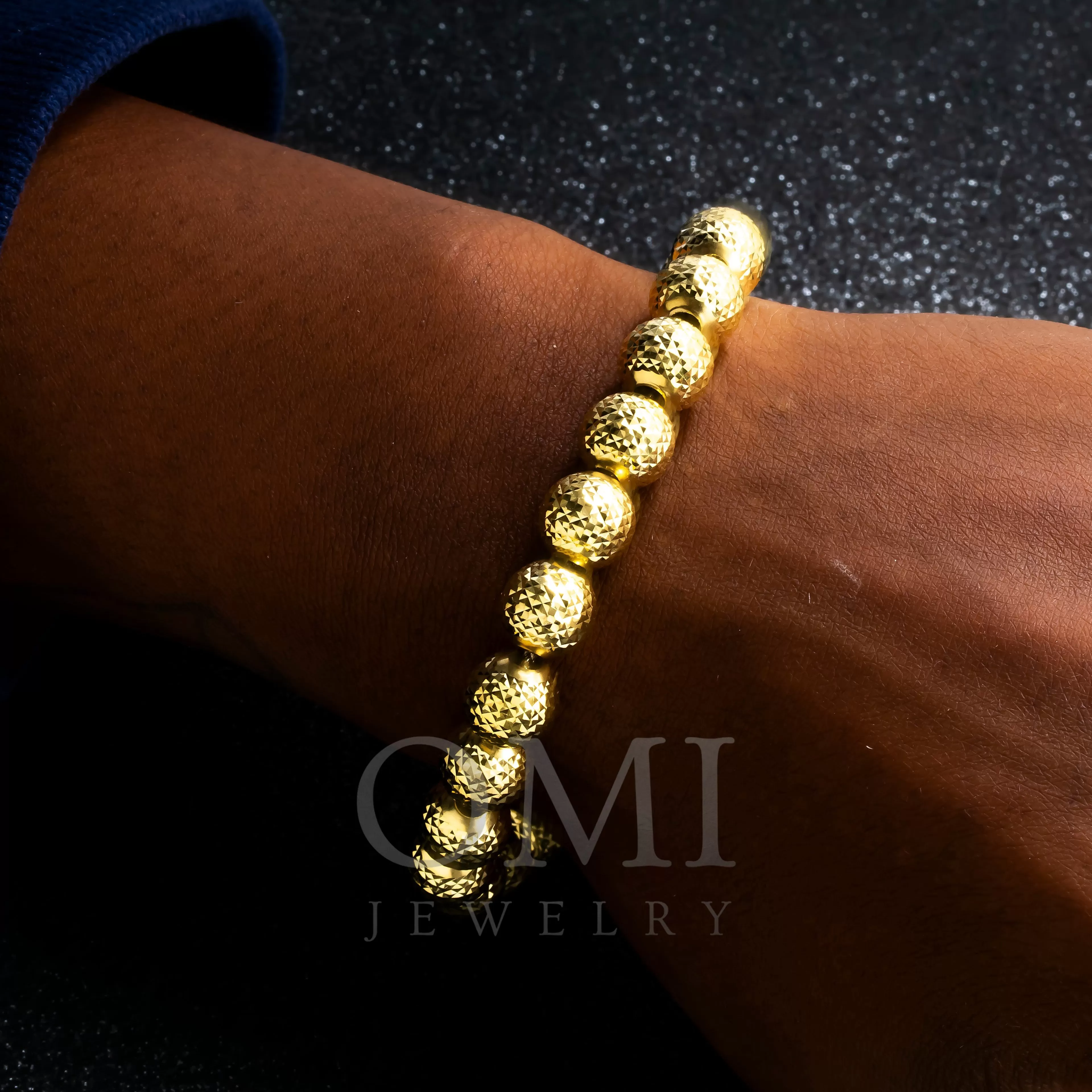 10K GOLD HOLLOW LASER MOON CHAIN BRACELET