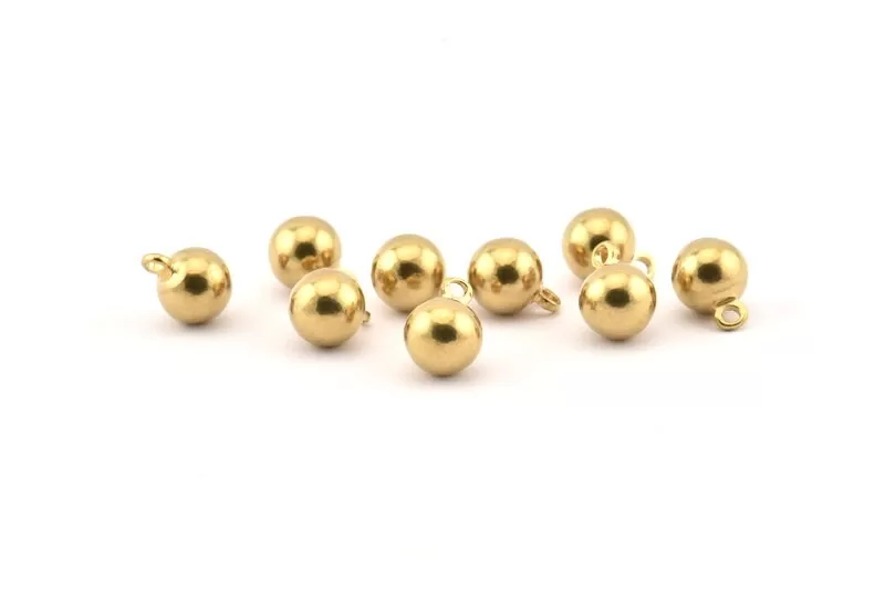 12 Raw Brass Ball Charms (8mm) Bs-1080--N0583