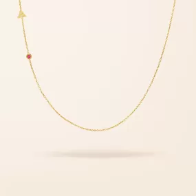 14K Gold One Initial and Birthstone Necklace