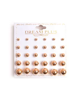 15 Pairs Metal Balls Earrings Set