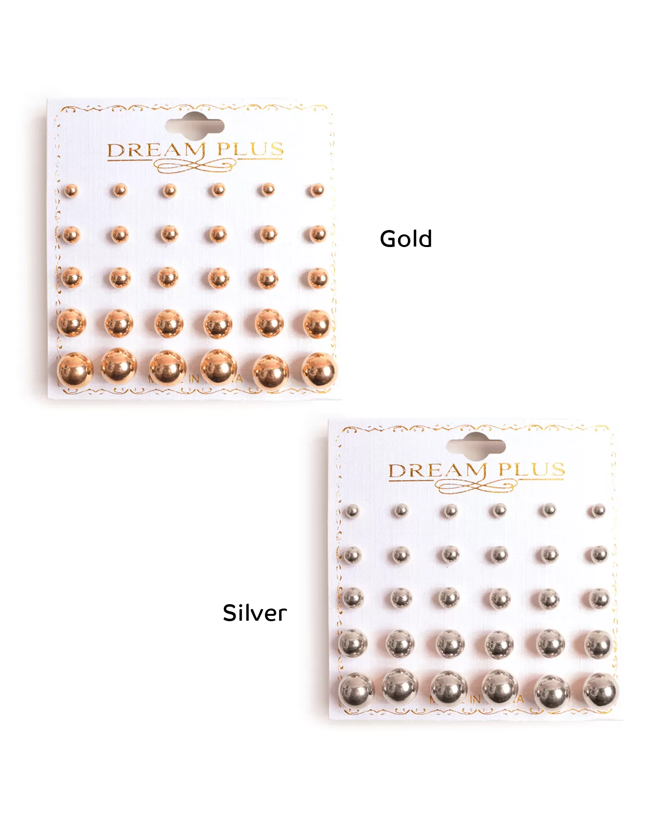 15 Pairs Metal Balls Earrings Set