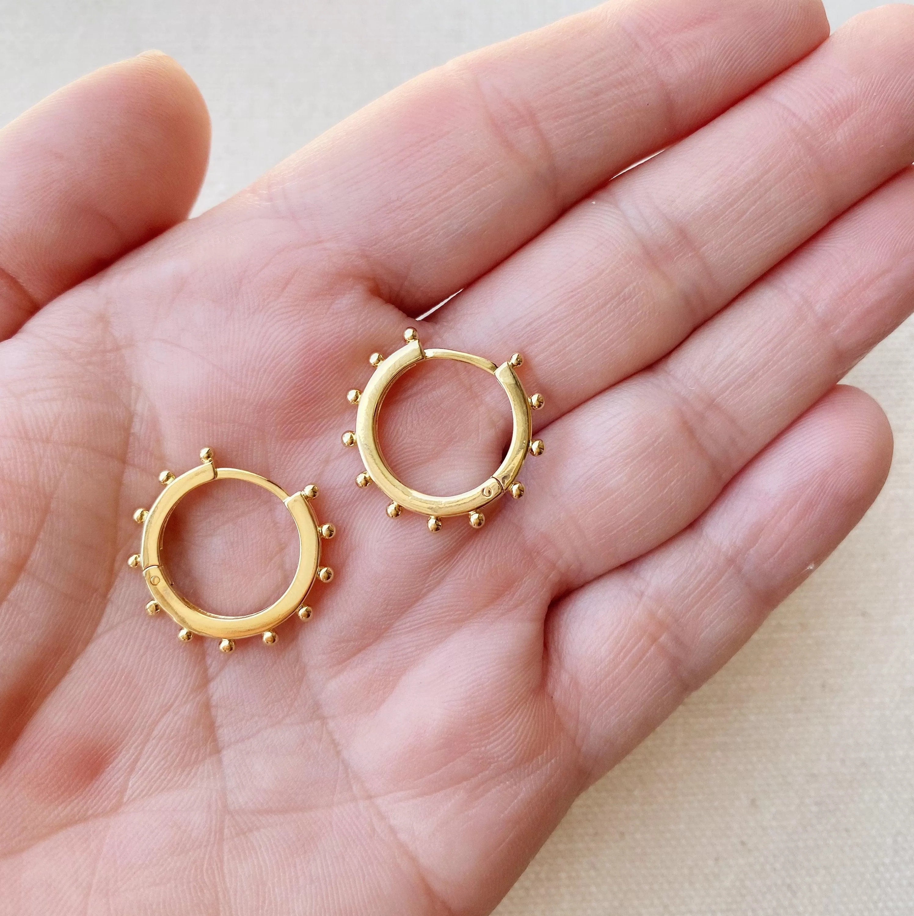 18k Gold Filled Hoop Earrings With Ball Around For Wholesale and Jewelry Supplies