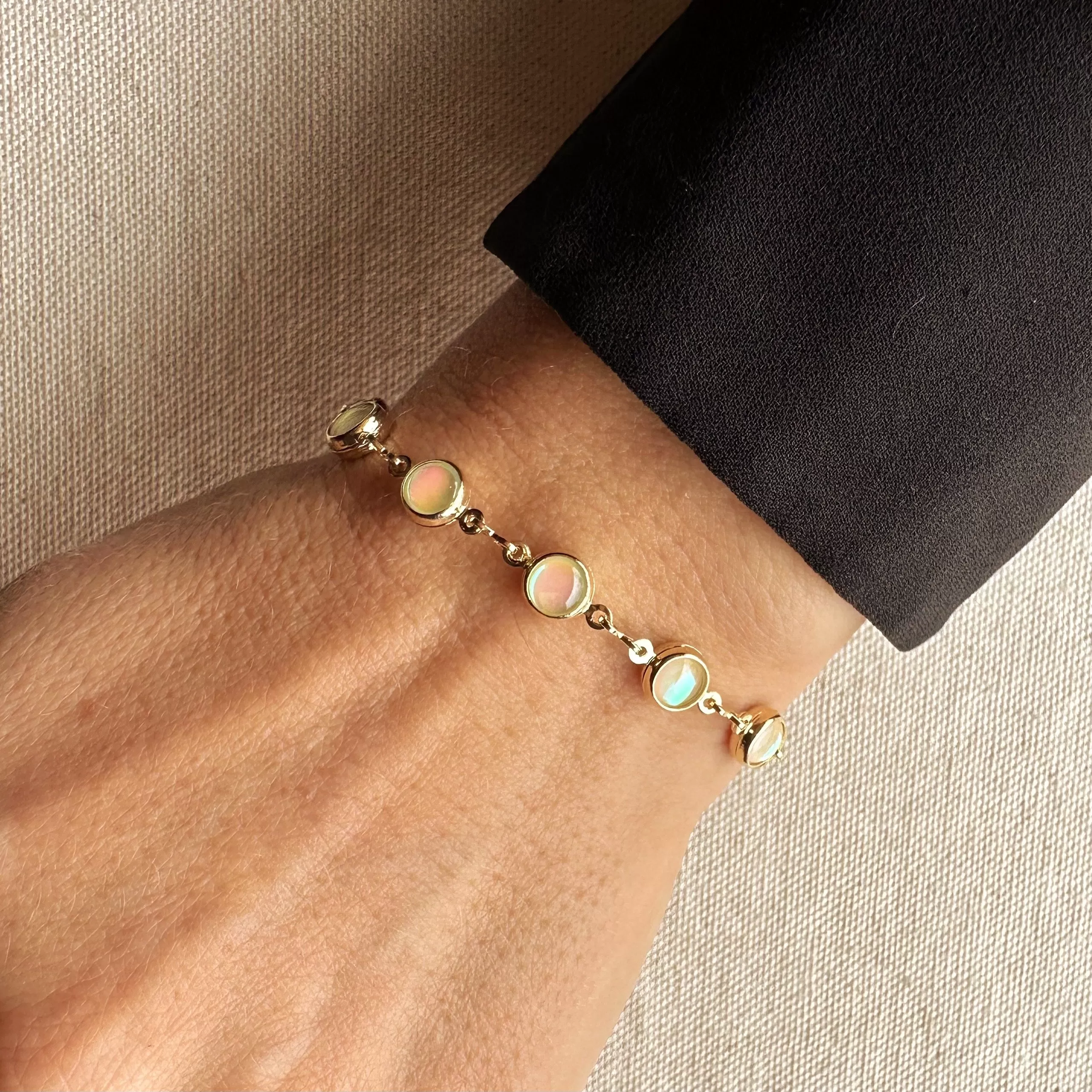 18k Gold Filled Rounded Opal Bracelet