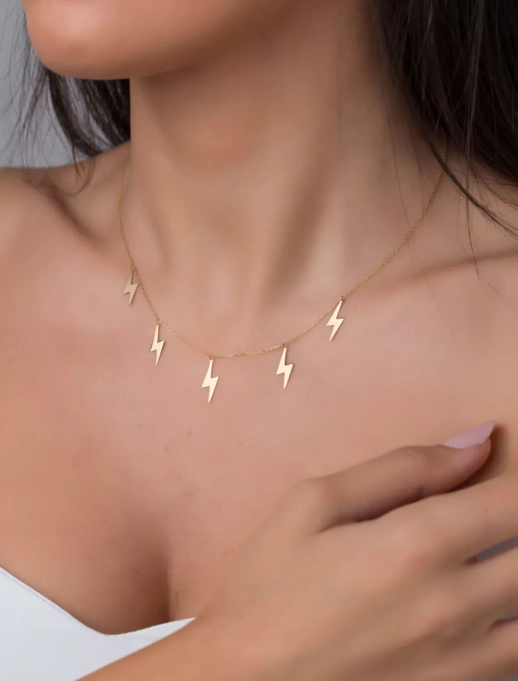 18K Gold Lightning Charm Necklace