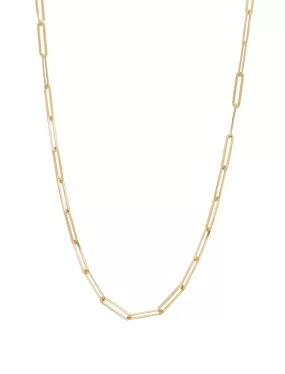 18K Gold Sleek Paper Clip Chain Necklace