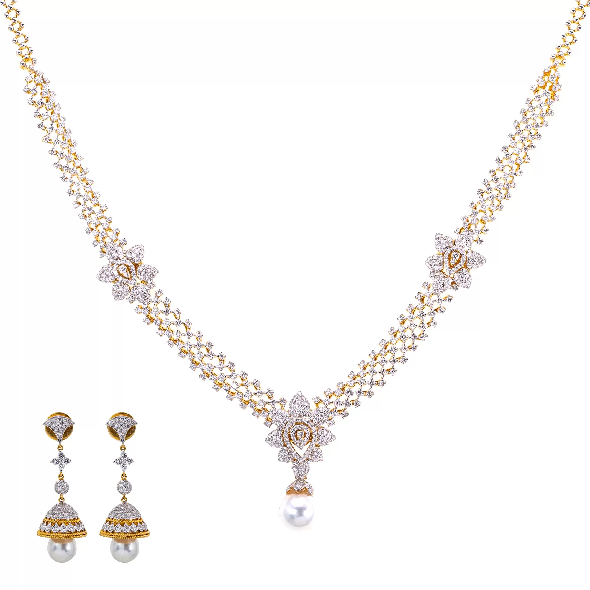 18K Yellow Gold Diamond Jewelry Set (61.9gm)