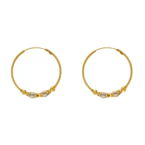 22K Yellow & White Gold Jhumka Hoop Earrings (7.5gm)