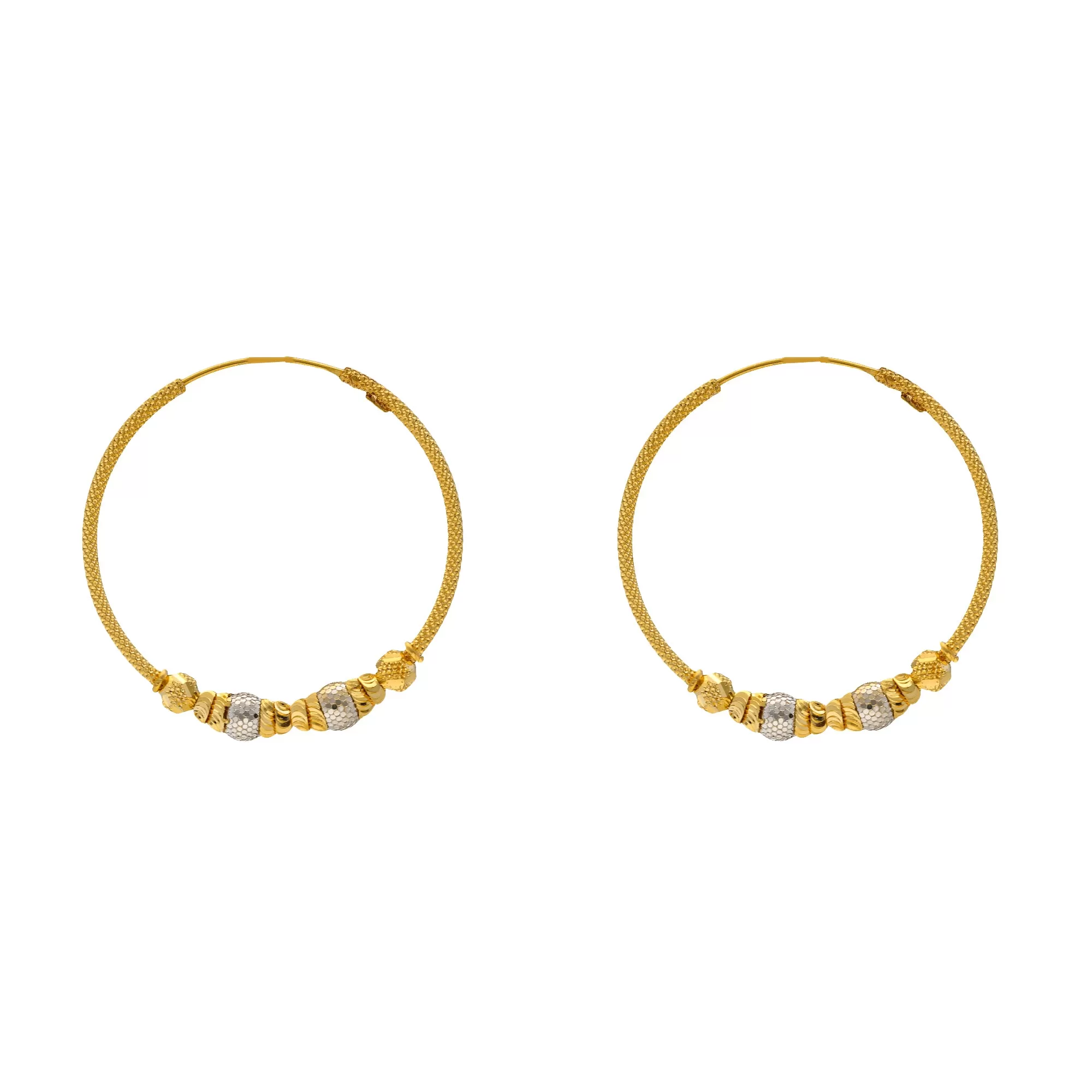 22K Yellow & White Gold Jhumka Hoop Earrings (7.5gm)