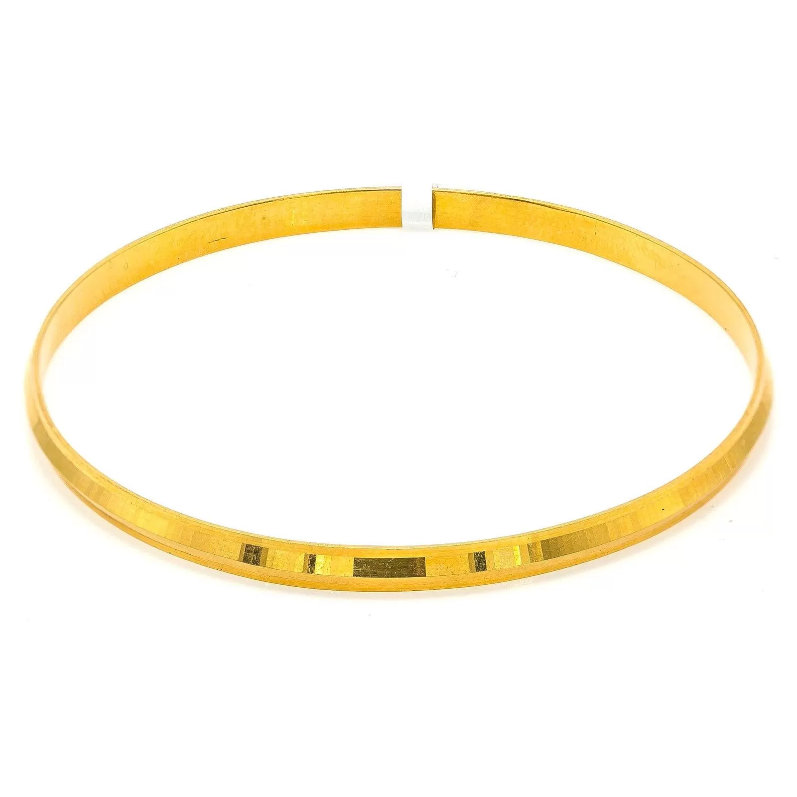 22K Yellow Gold Bangle Kada for Kids W/ Slightly Faceted Frame (10.8gm)