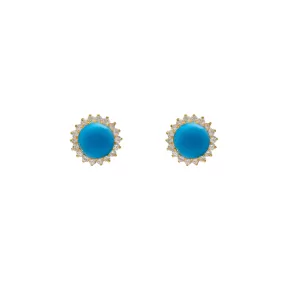 22K Yellow Gold Blue Earrings (8.6gm)