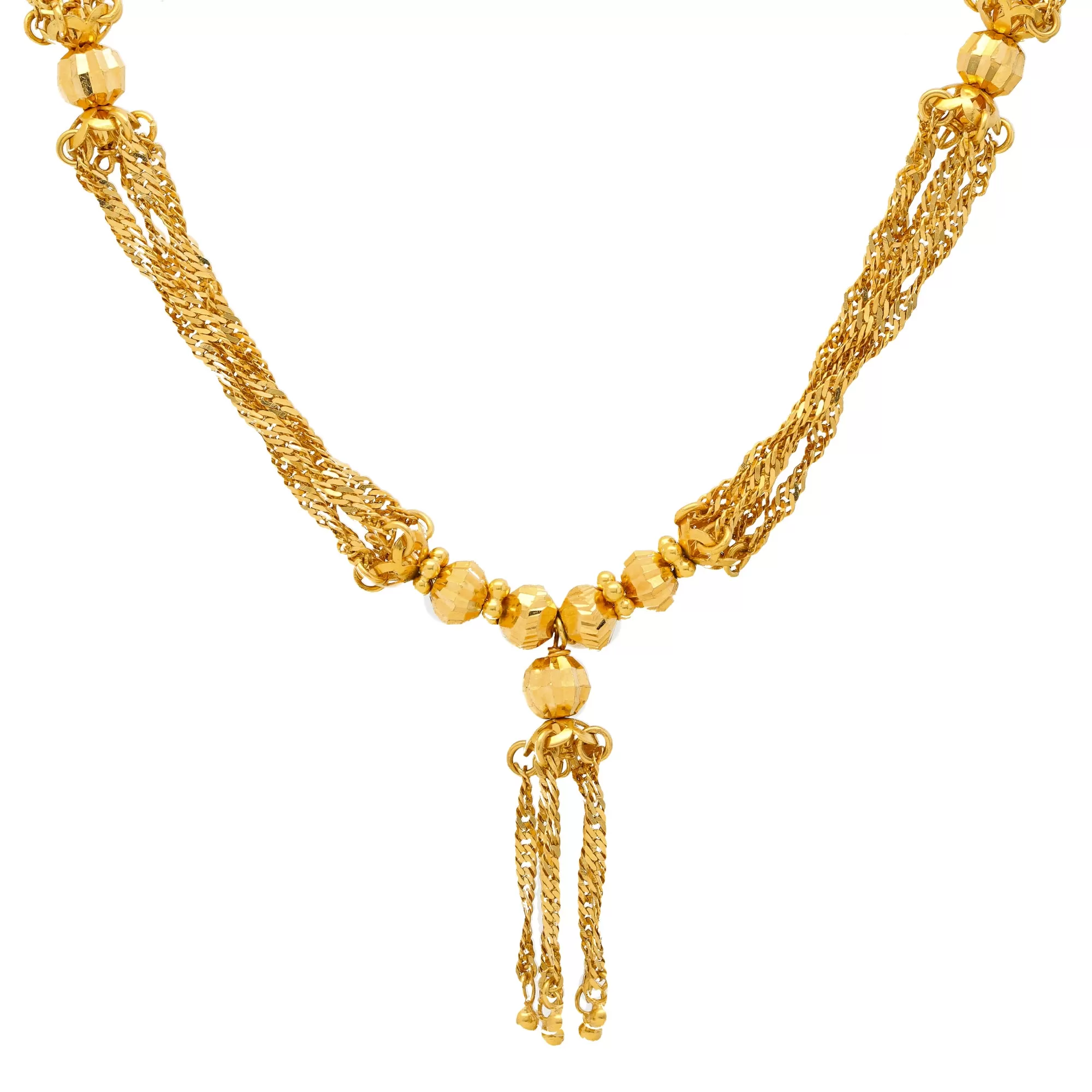 22K Yellow Gold Chains & Beads Jewelry Set (50gm)