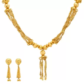 22K Yellow Gold Chains & Beads Jewelry Set (50gm)