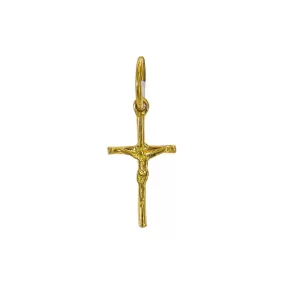 22K Yellow Gold Holy Cross Pendant W/ Hanging Christ