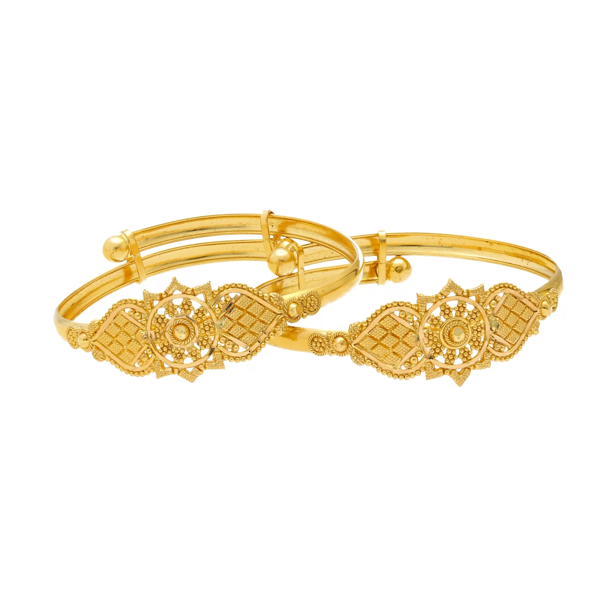 22K Yellow Gold Kids Bangle Set of 2 (12.2gm)