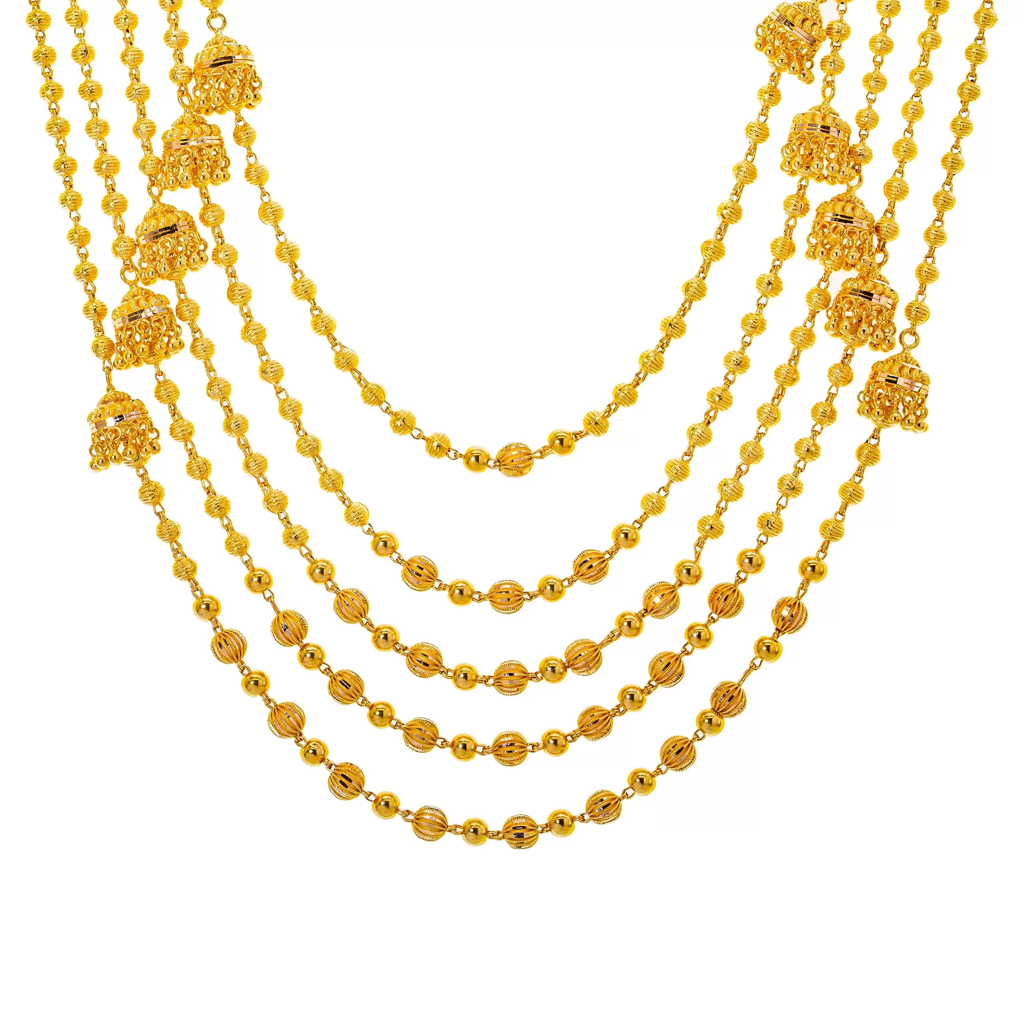 22K Yellow Gold Meenakari Jewelry Set (130.1gm)