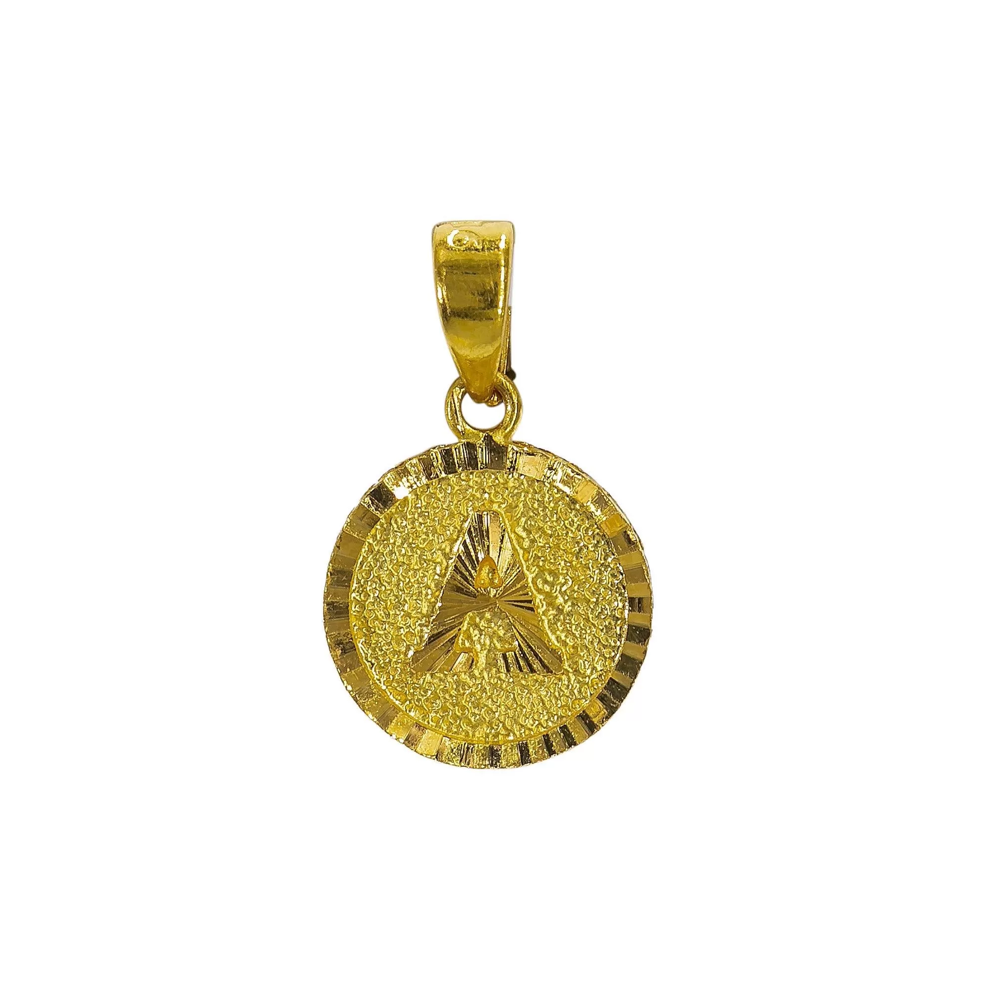 22K Yellow Gold Round Pendant W/ Letter A