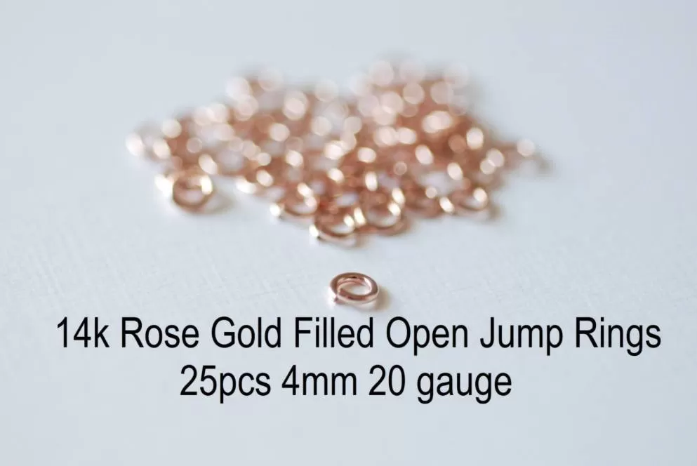 25 Pieces - 14k Gold Filled Open Jump Rings - 4mm Open Jump Ring - Jewelry Closure - Connector - Gold Findings - Wholesale Jewelry Supplies