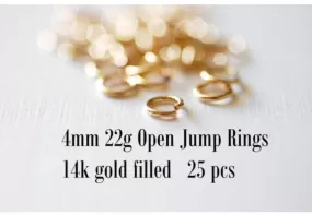 25 Pieces - 14k Gold Filled Open Jump Rings - 4mm Open Jump Ring - Jewelry Closure - Connector - Gold Findings - Wholesale Jewelry Supplies