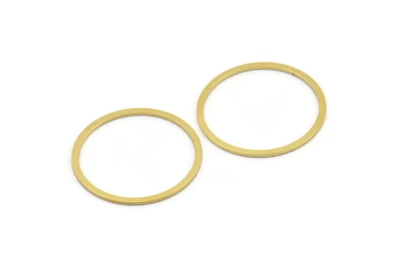 27mm Circle Connectors, 24 Raw Brass Circle Connectors (27x0.80mm) A3329