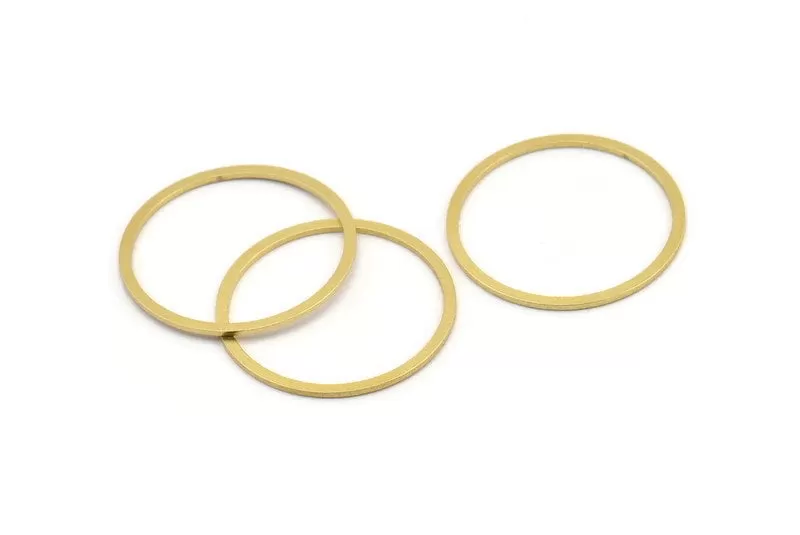 27mm Circle Connectors, 24 Raw Brass Circle Connectors (27x0.80mm) A3329