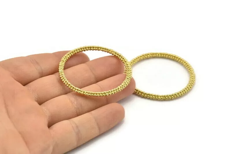 46mm Circle Connectors, Raw Brass Circle Connectors (46x4x4mm) N1736