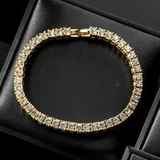 4mm Diamond Gold Stainless Steel Tennis Bracelet