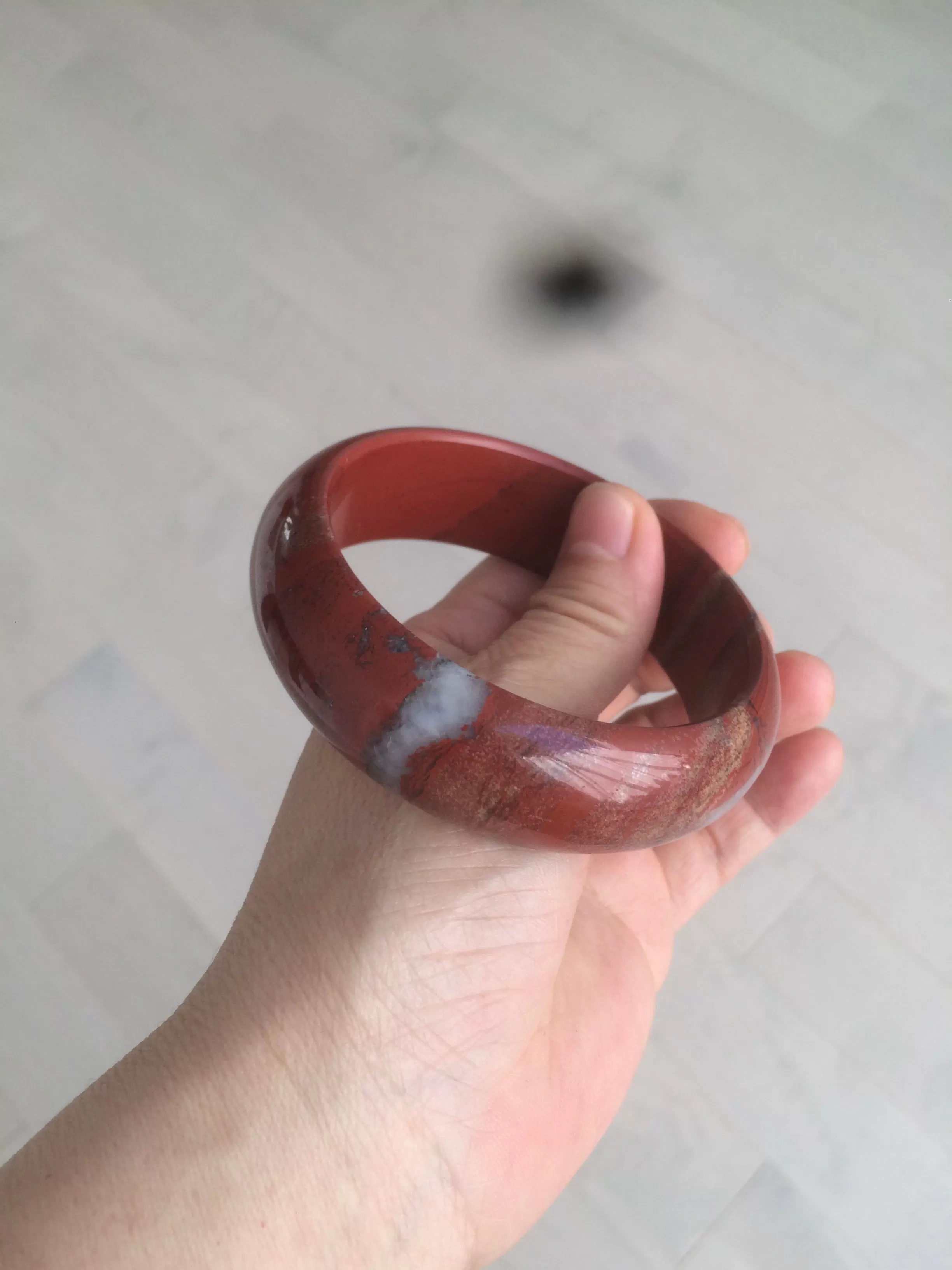 61.2mm 100% natural red/pink/gray red jasper stone bangle XY64