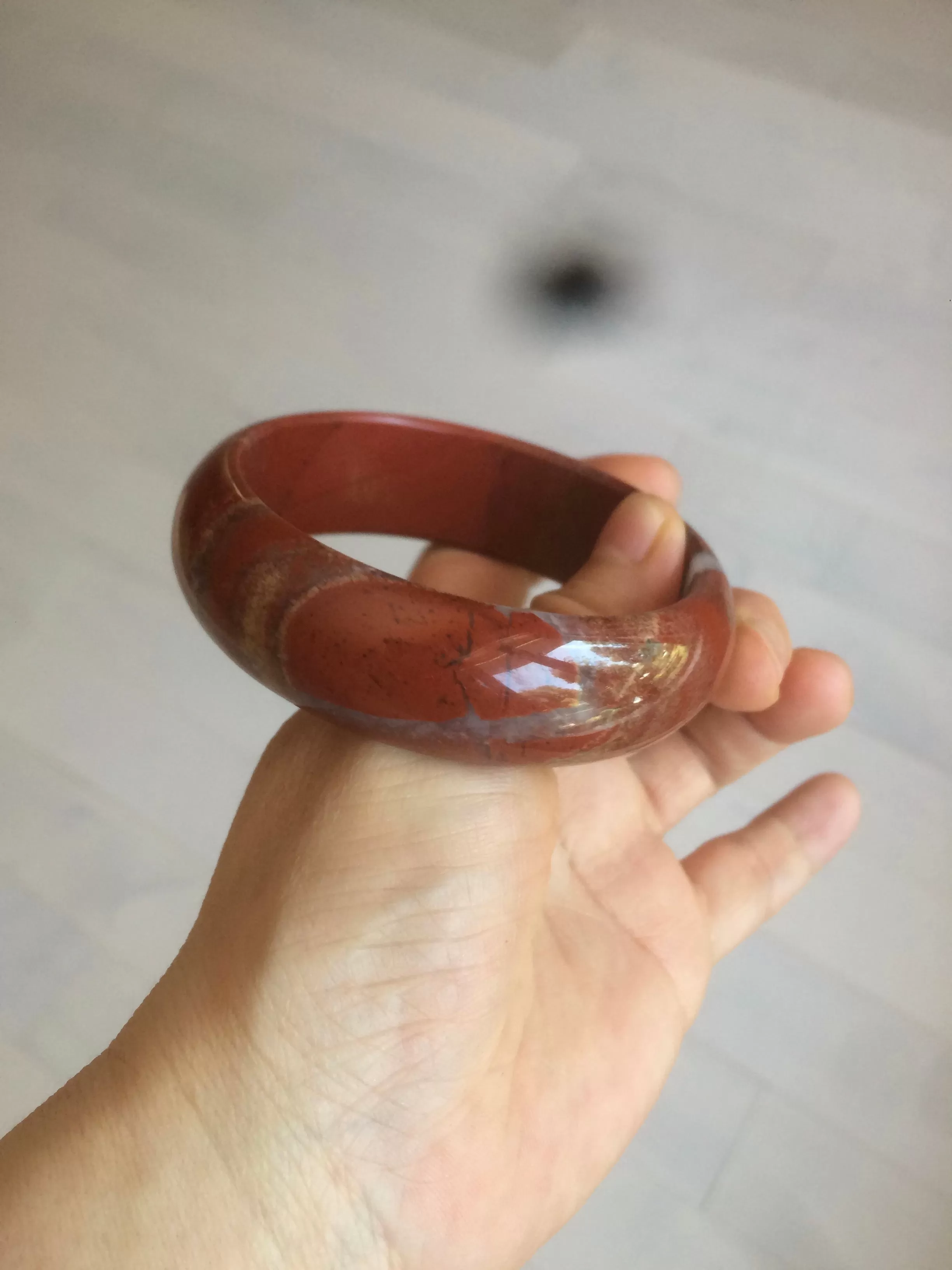 61.2mm 100% natural red/pink/gray red jasper stone bangle XY64