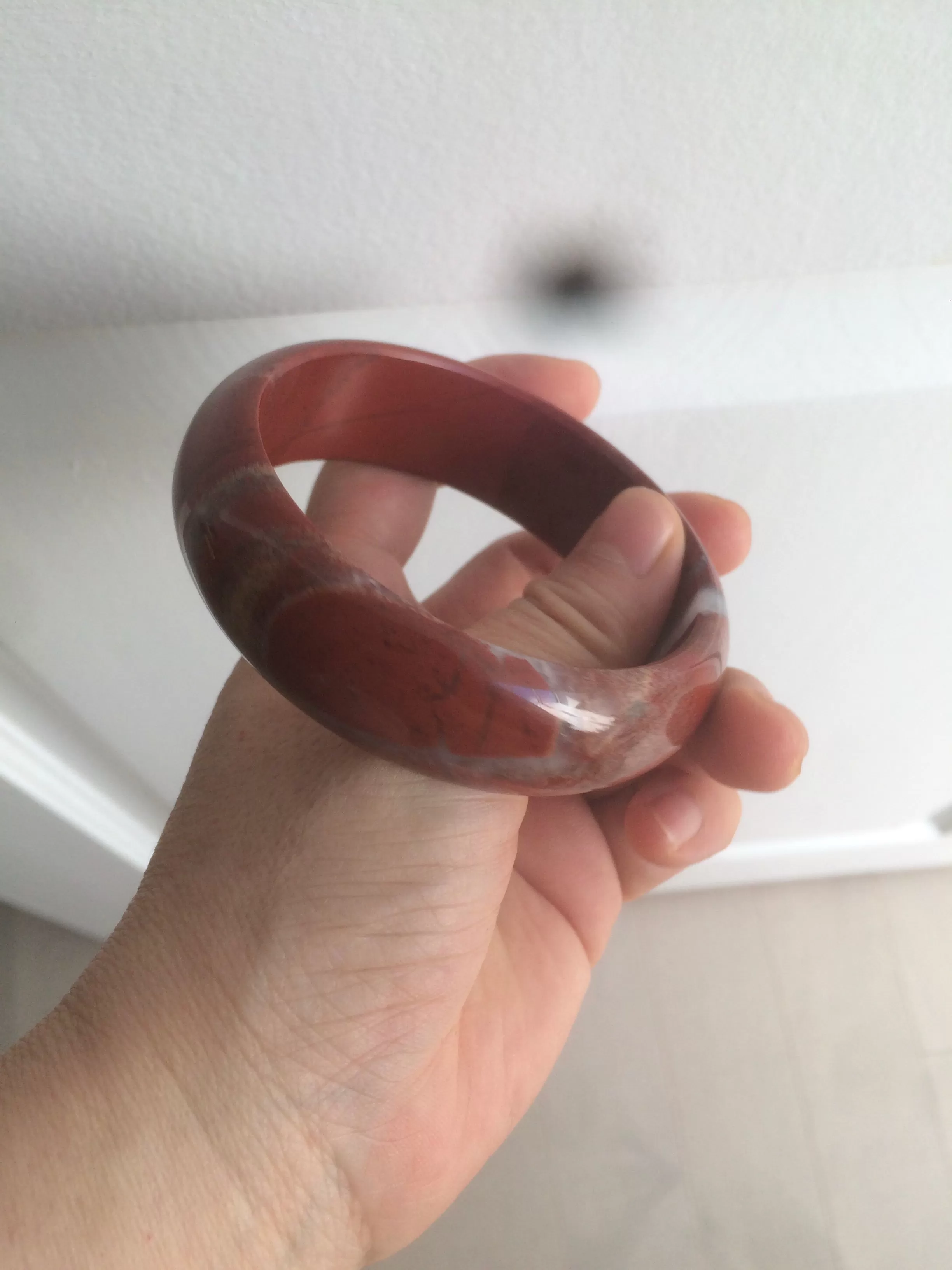 61.2mm 100% natural red/pink/gray red jasper stone bangle XY64