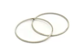 61mm Circle Connectors - 4 Textured Silver Tone Brass Circle Connectors (61x2x2mm) D1478 H0499