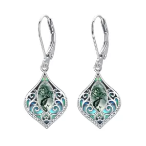 925 Sterling Silver Teardrop Bohemian Irish Celtic Drop Dangle Earrings Abalone Shell Filigree Jewelry Gifts For Women