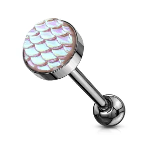 AB Effect Fish Scale Flat Set Top 316L Surgical Steel WildKlass Barbell Tongue Rings