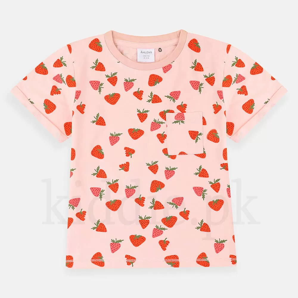 AHLN Pink Strawberry Pattern Printed Shirt 1637