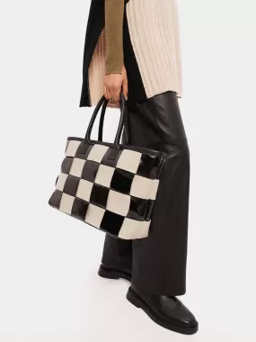 Amara Checker Woven Tote | Black