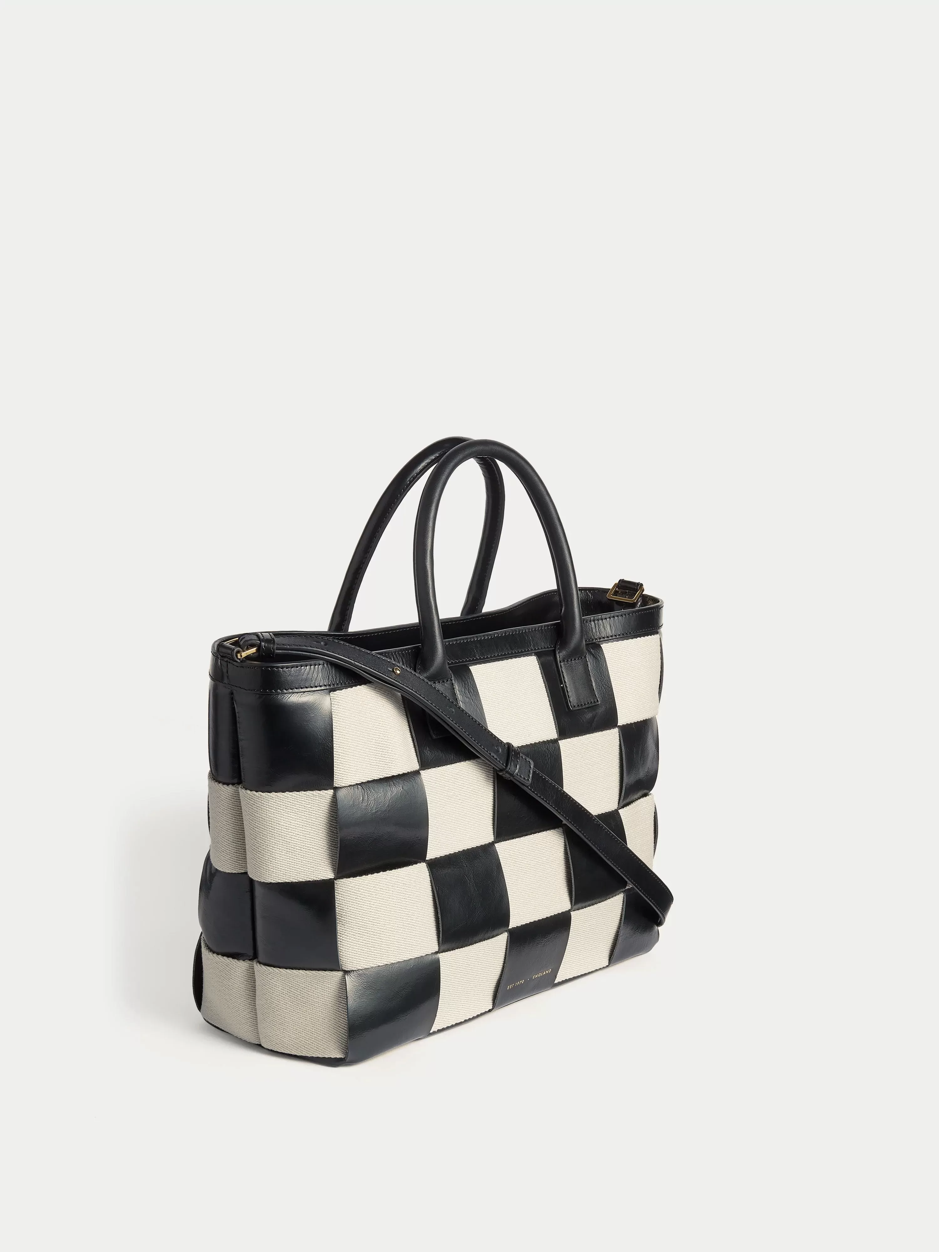 Amara Checker Woven Tote | Black