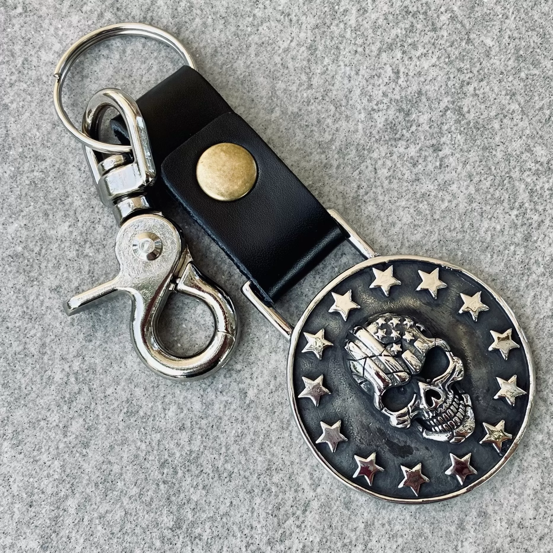 American Flag Skull & Stars Keychain - KC29