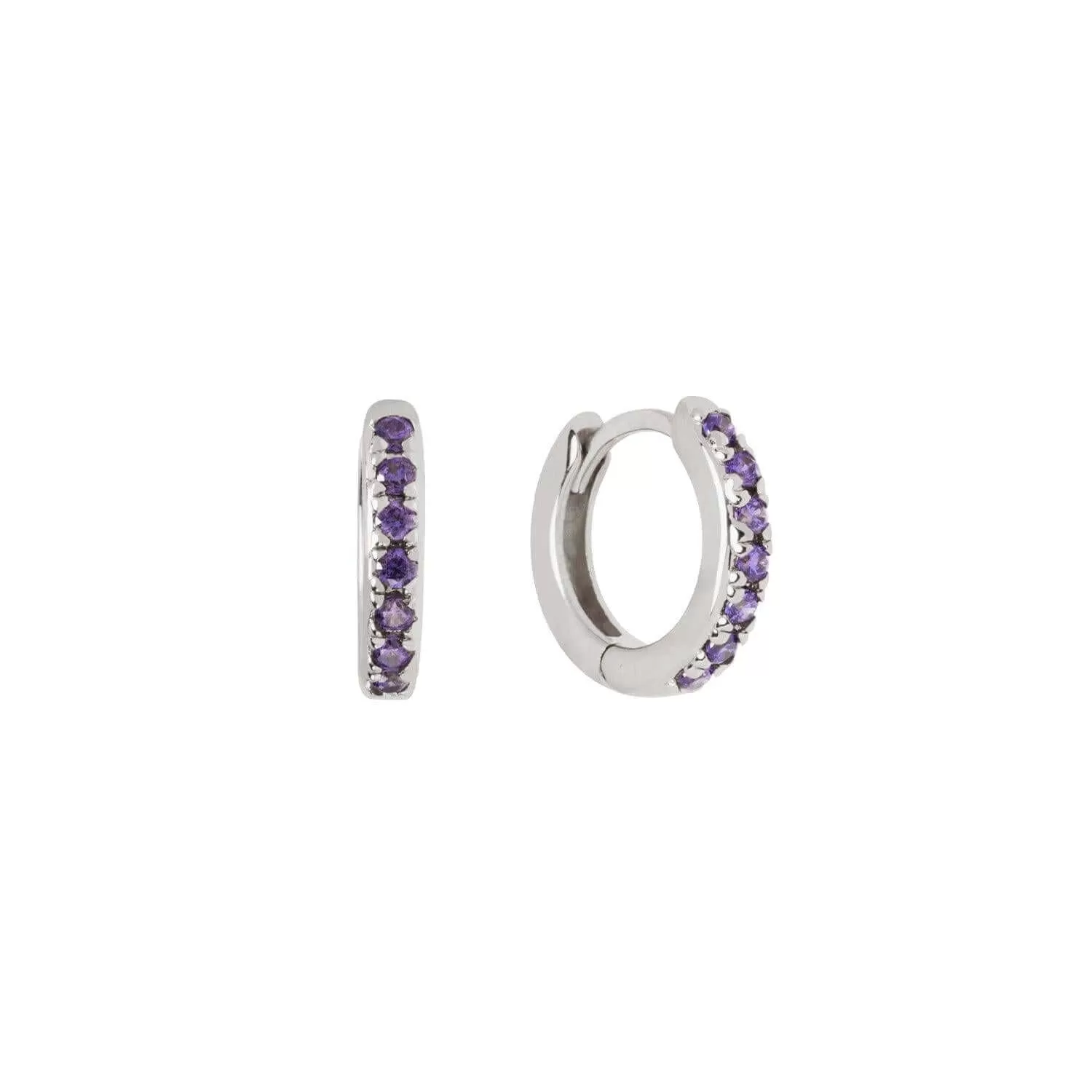 Amethyst Pave Huggie Hoop Earrings