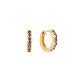 Amethyst Pave Huggie Hoop Earrings