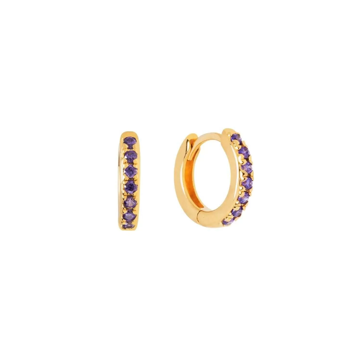 Amethyst Pave Huggie Hoop Earrings