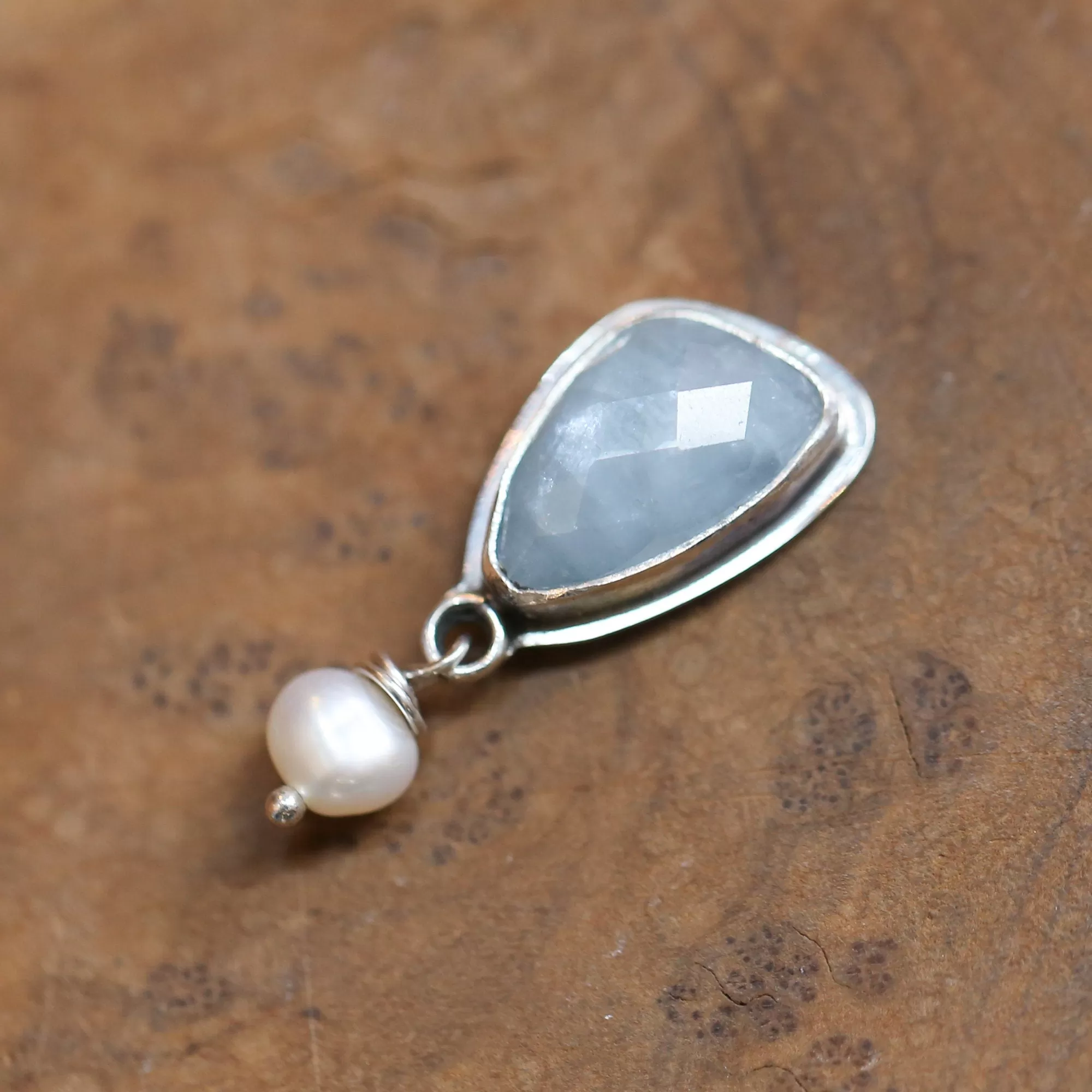 Aquamarine Posts - Faceted Aquamarine Earrings - Freshwater Pearls - .925 Sterling Silver