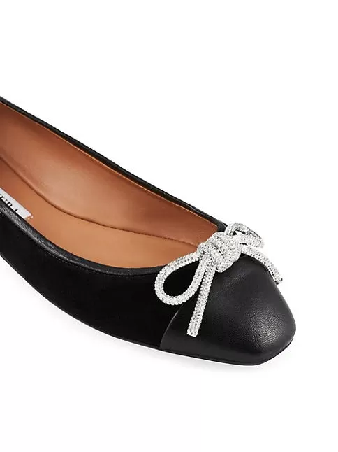 AQUAZZURA Parisina Crystal Bow Ballet Flats