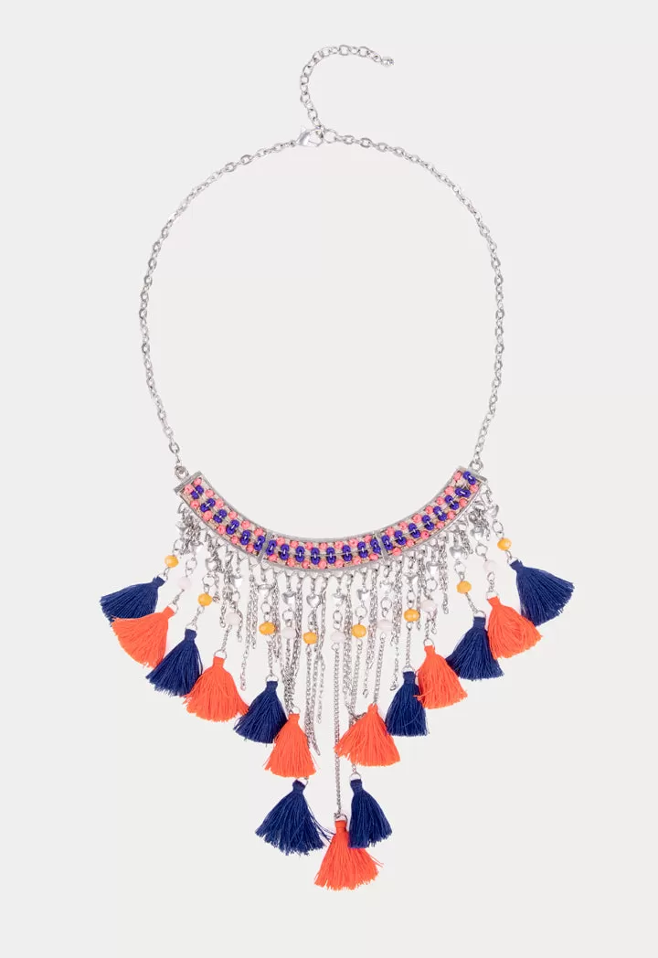 Asymmetric Fringe Chain Tassel Necklace