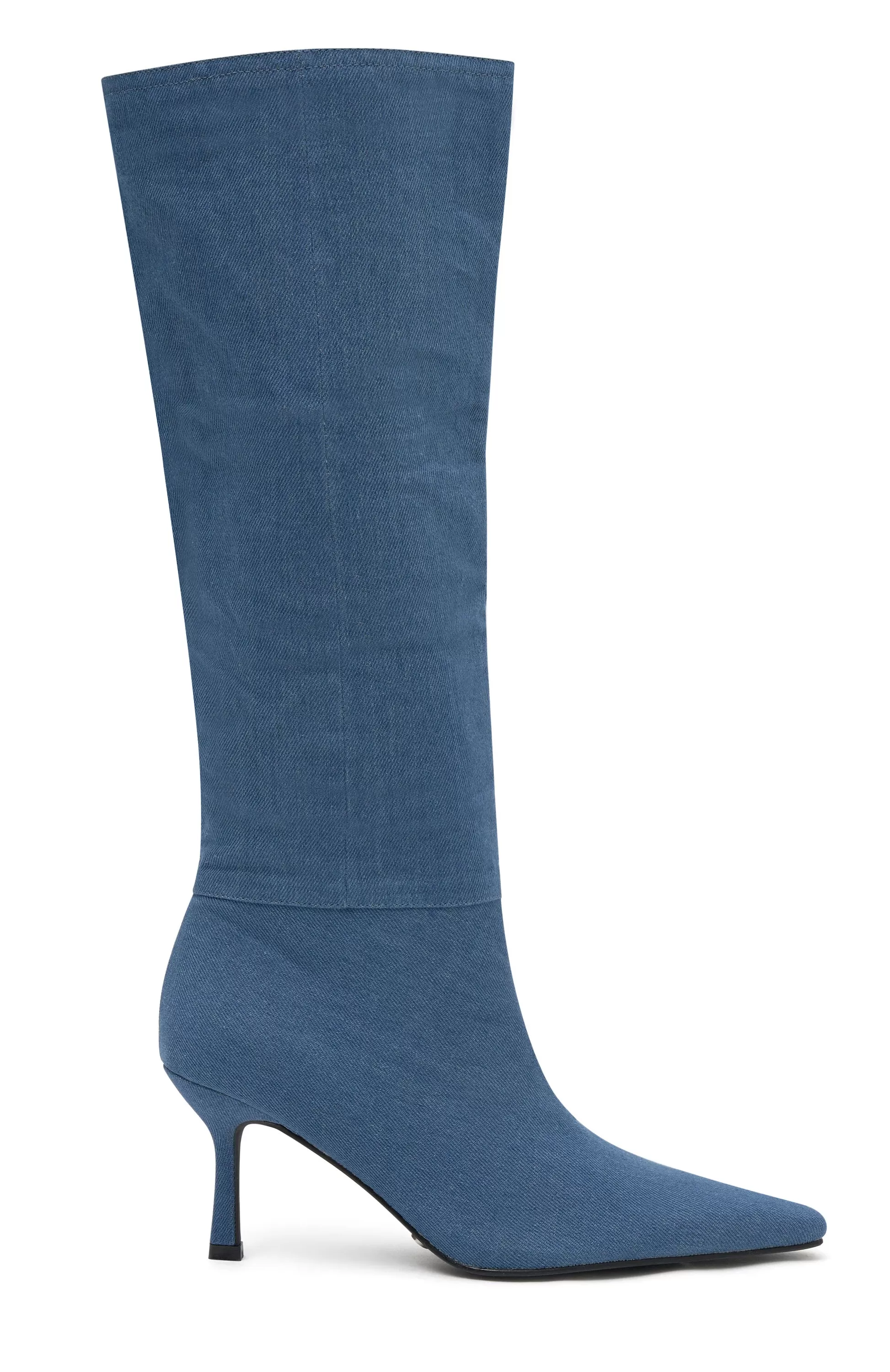 Baby Blue Denim Knee High Boots Denim