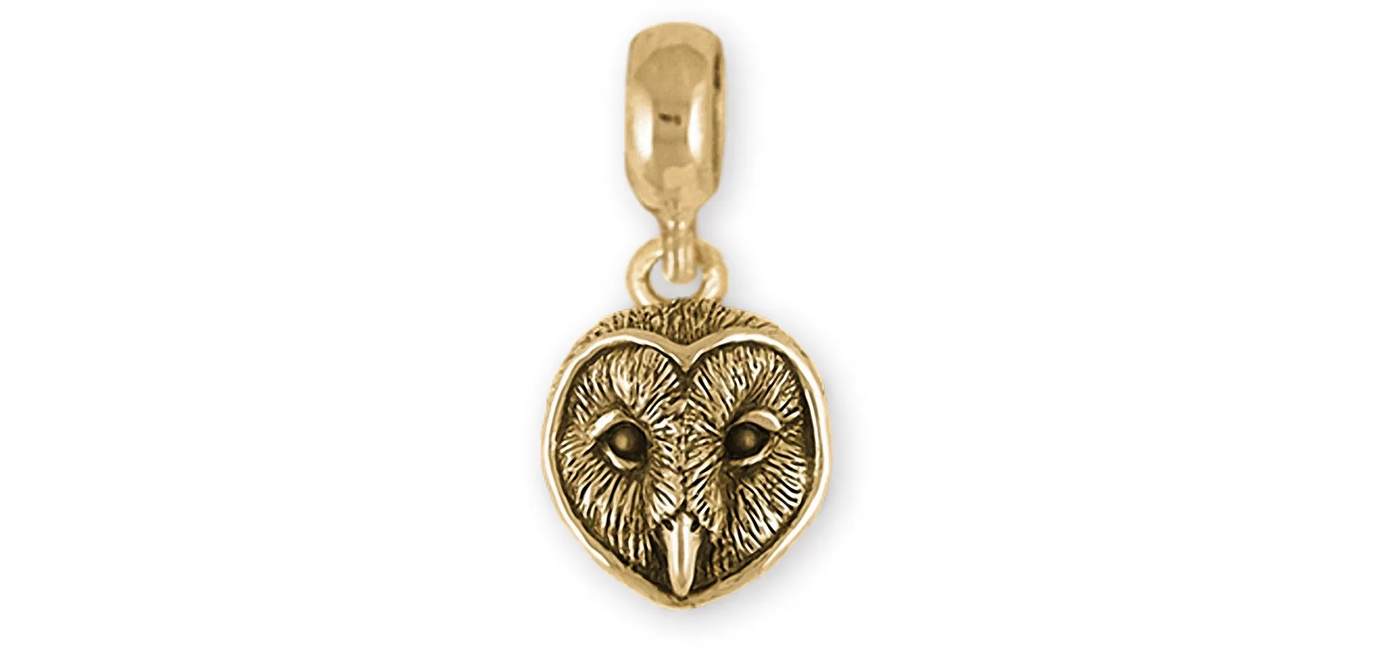 Barn Owl Jewelry 14k Gold Handmade Barn Owl Charm Slide This Charm Will Fit A Pandora® Slide Bracelet OW23X-PNSG