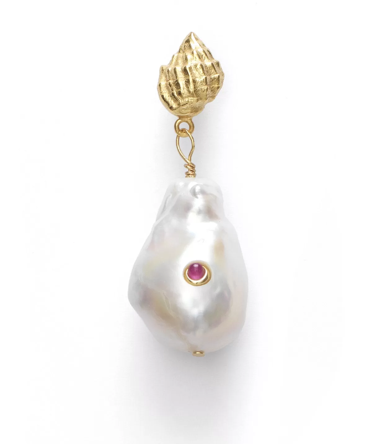 Baroque Pearl Shell Earrings, Ruby (pair)