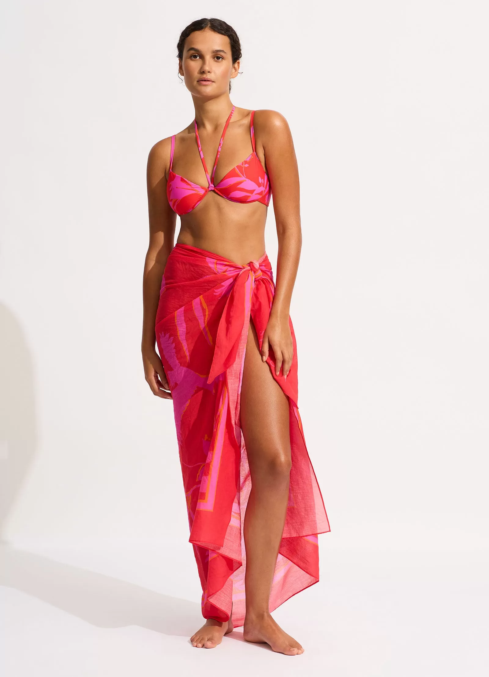 Birds Of Paradise Sarong - Chilli Red