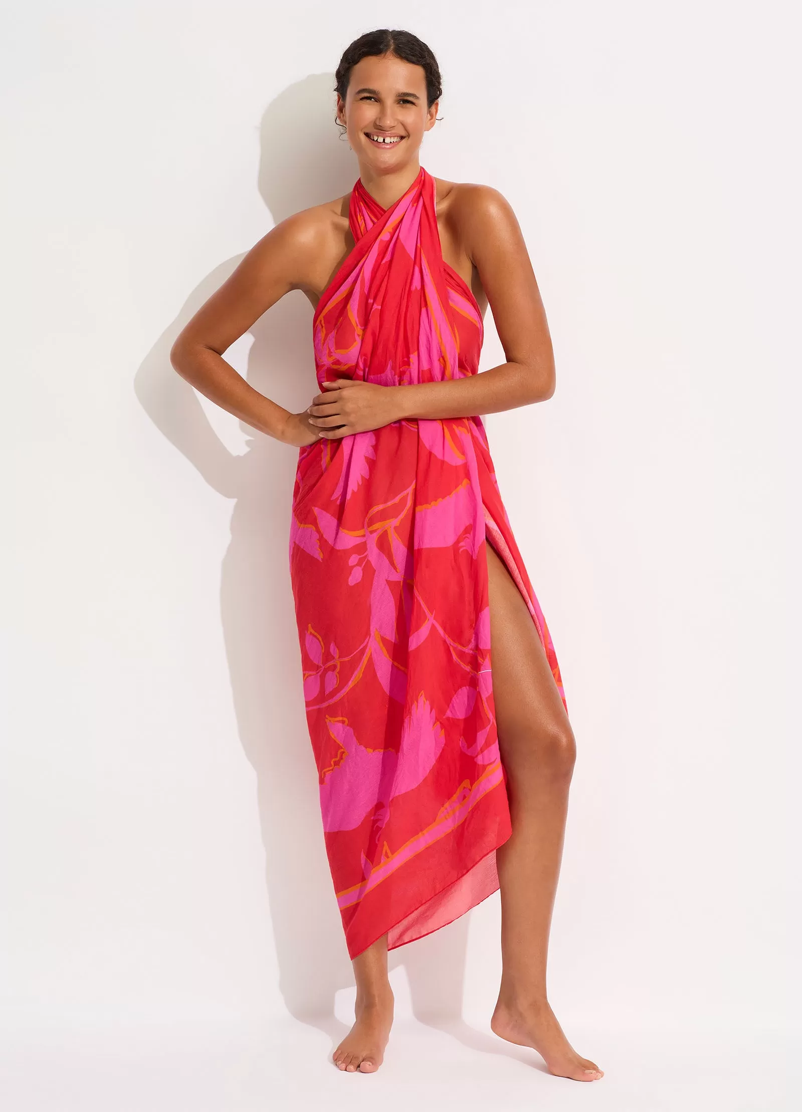 Birds Of Paradise Sarong - Chilli Red