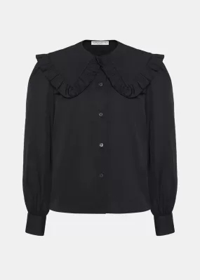 Black Cotton Poplin Blouse