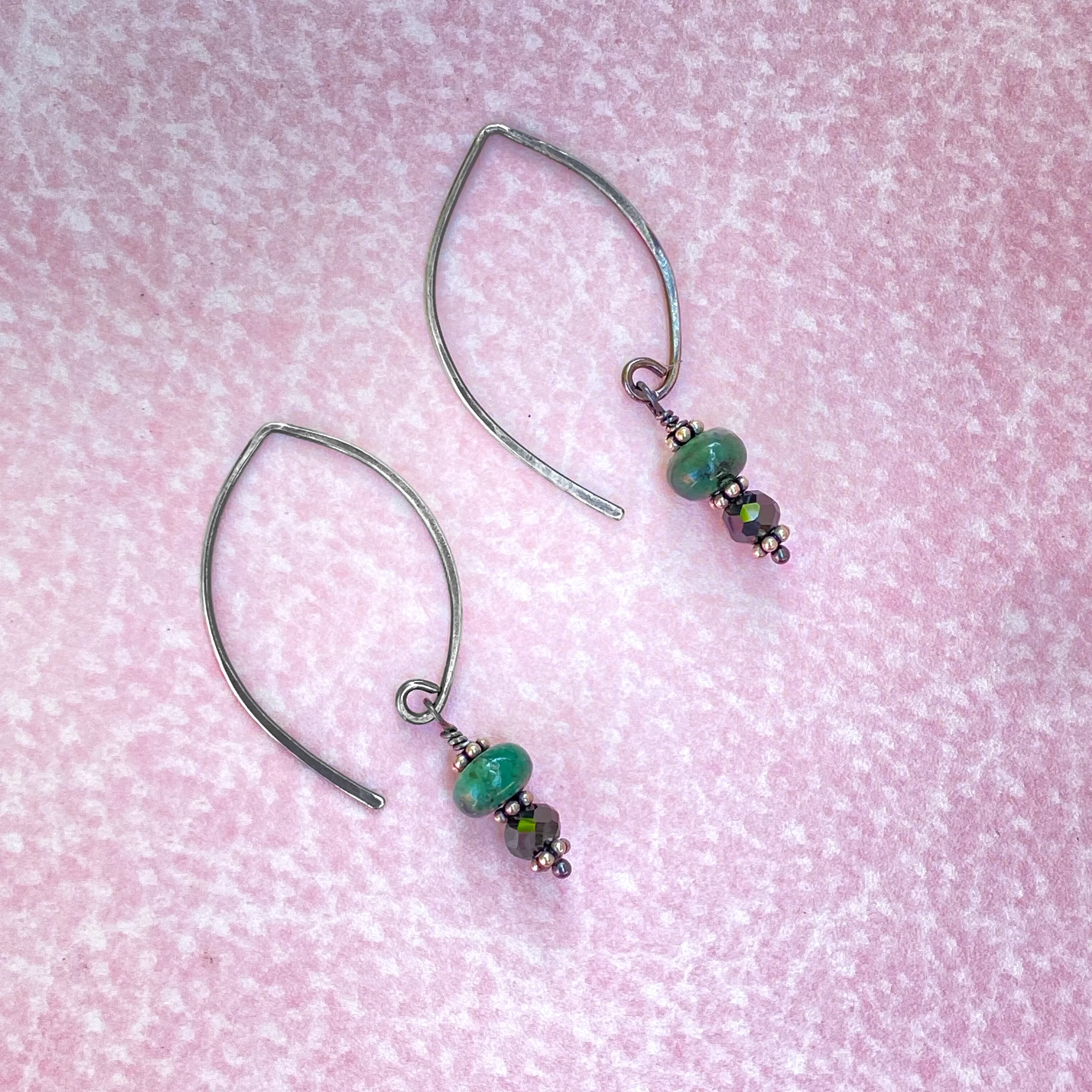 Black Diamond and Emerald gemstone Earrings